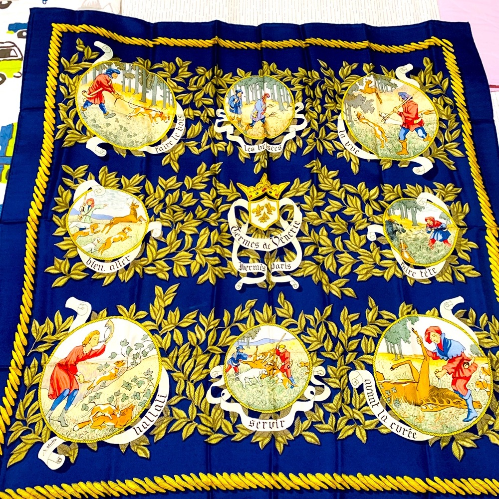 HERMES Vintage de Dénerie
Silk Scarf 1953💯 Authentic 
Designed by Nallo in 1953